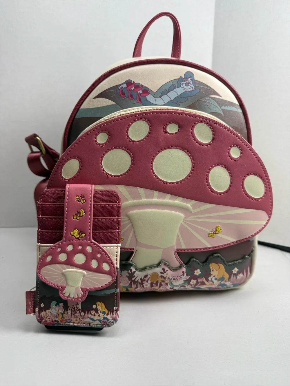 Loungefly Disney Alice in Wonderland Mushroom Tea Party Mini Backpack & Wallet